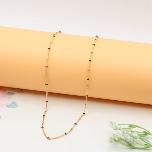 "Rose Gold Beaded Chain Necklace in Elegant Minimal Style, XPNL0320 - Picture 8 of 12